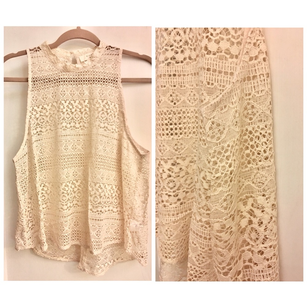 Elodie- Lace Mock Neck Tank Top